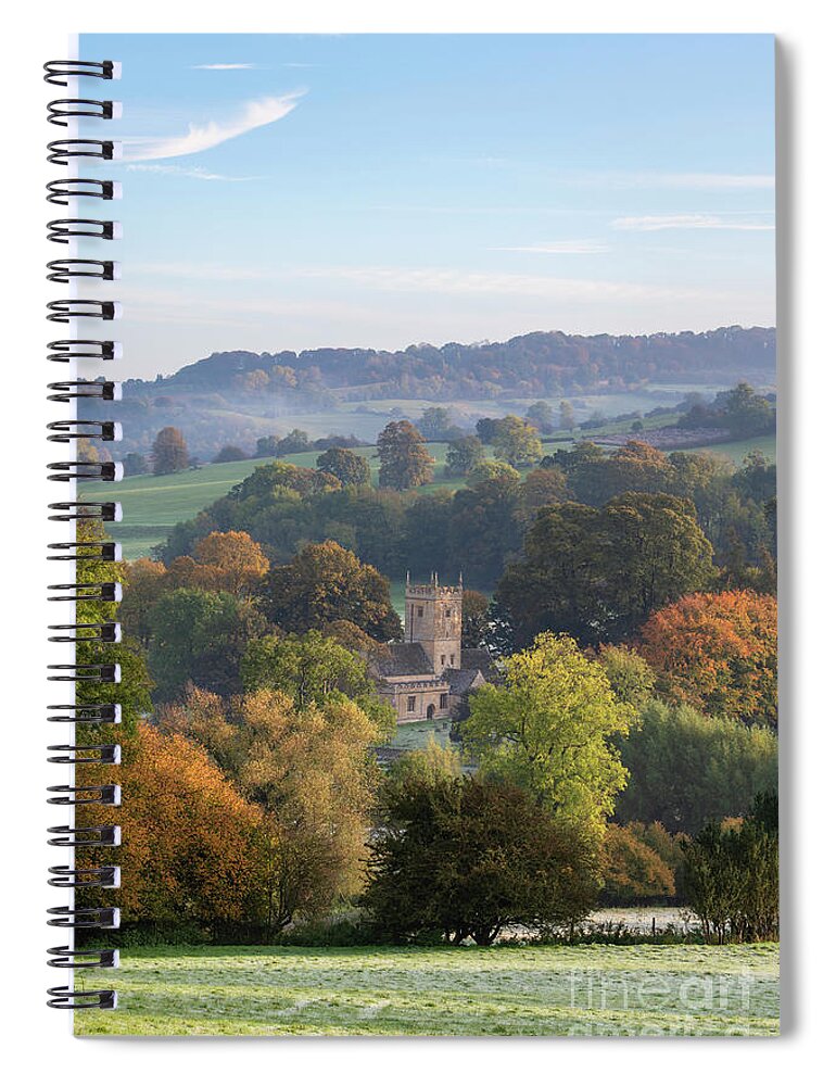 St Eadburgha's Church Spiral Notebook featuring the photograph Broadway Church in Autumn by Tim Gainey