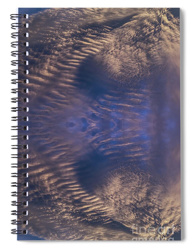 Clouds Spiral Notebook featuring the digital art Bronze colored clouds in the dark blue sky by Adriana Mueller