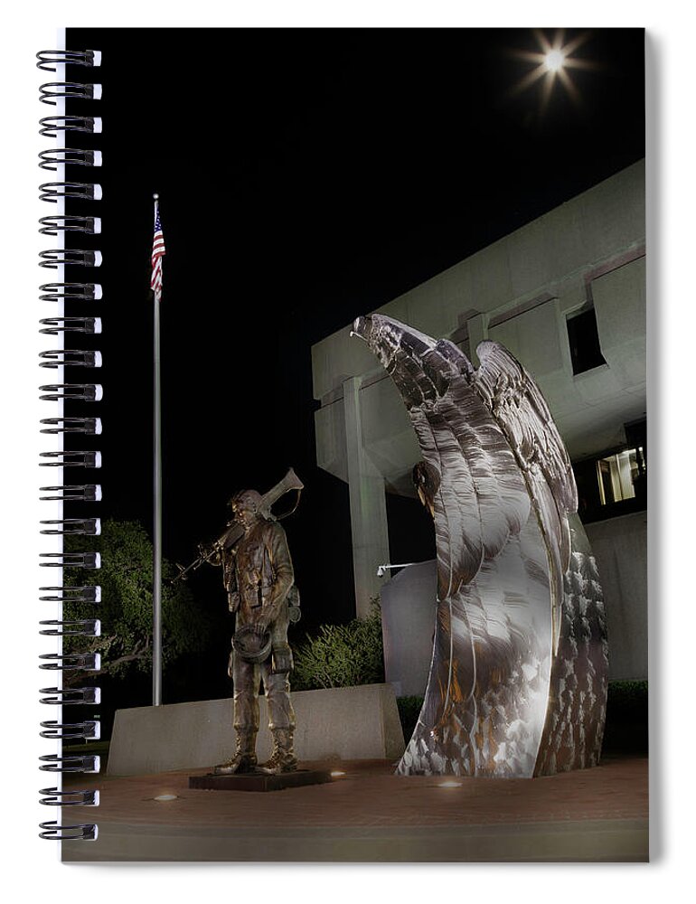 Statue Spiral Notebook featuring the photograph Bronze Soldier and Silver Eagle by Steve Templeton