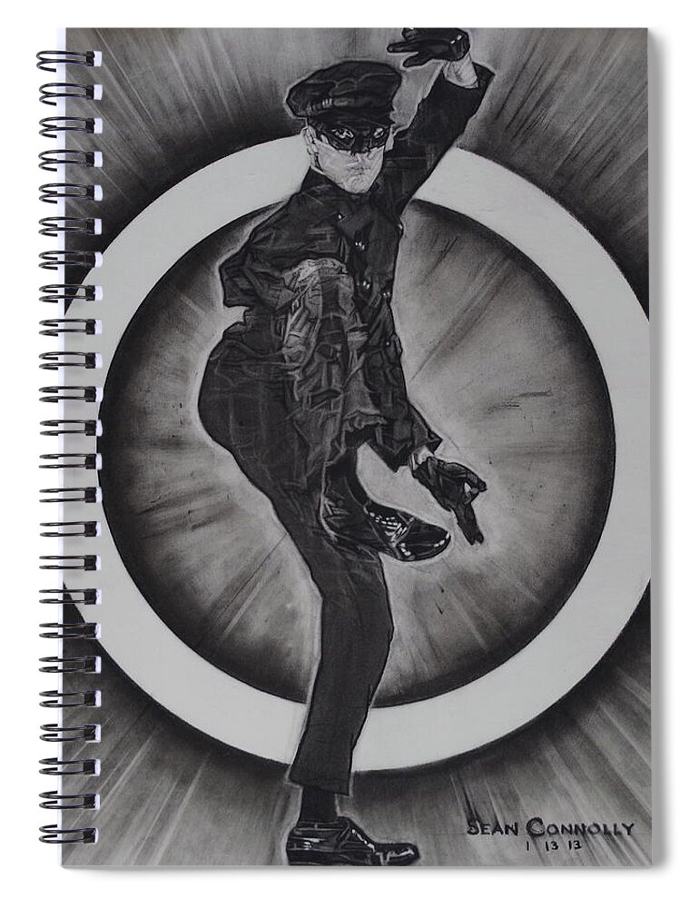 Charcoal Pencil Spiral Notebook featuring the drawing Bruce Lee - Kato - 2 by Sean Connolly