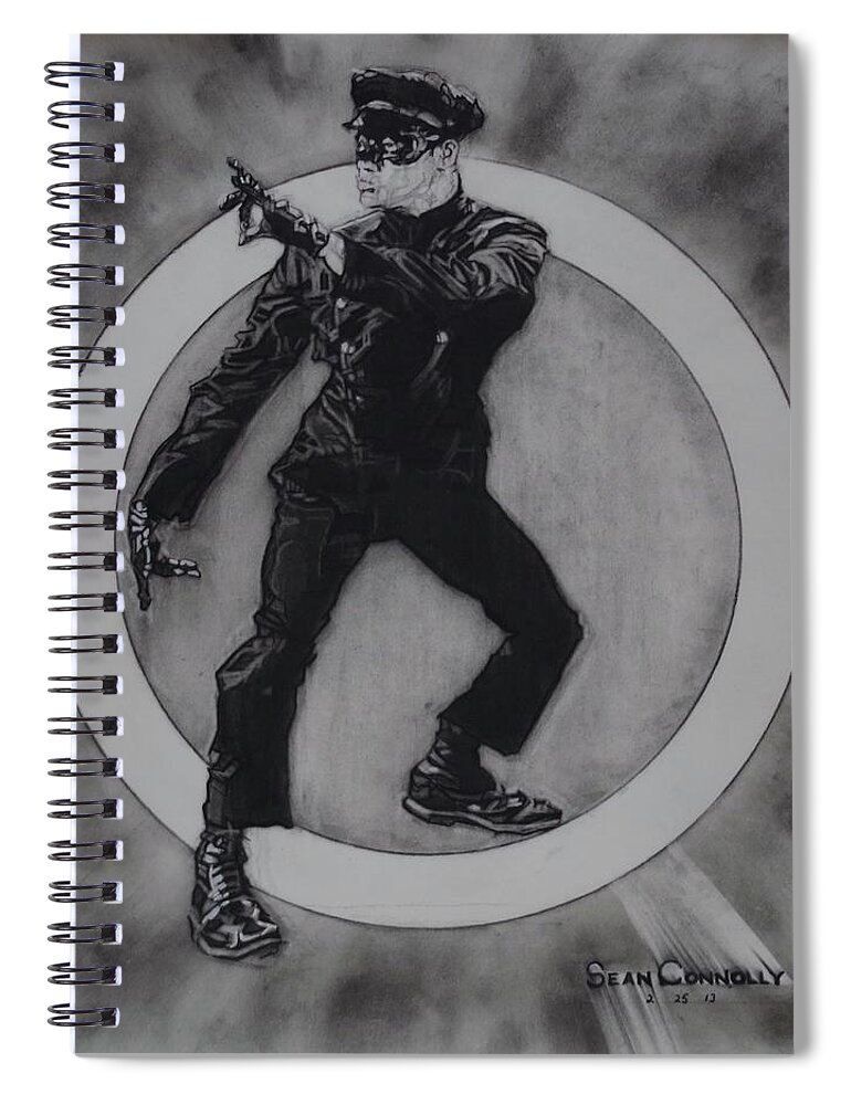 Charcoal Pencil Spiral Notebook featuring the drawing Bruce Lee - Kato - 3 by Sean Connolly