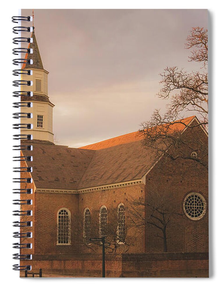 Bruton Spiral Notebook featuring the photograph Bruton Parish Church in Williamsburg by Rachel Morrison