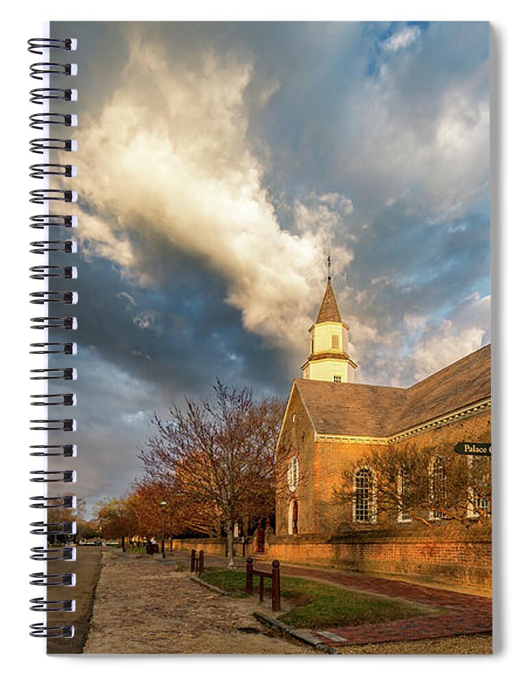 Colonial Williamsburg Spiral Notebook featuring the photograph Bruton Parish Rainbow by Rachel Morrison