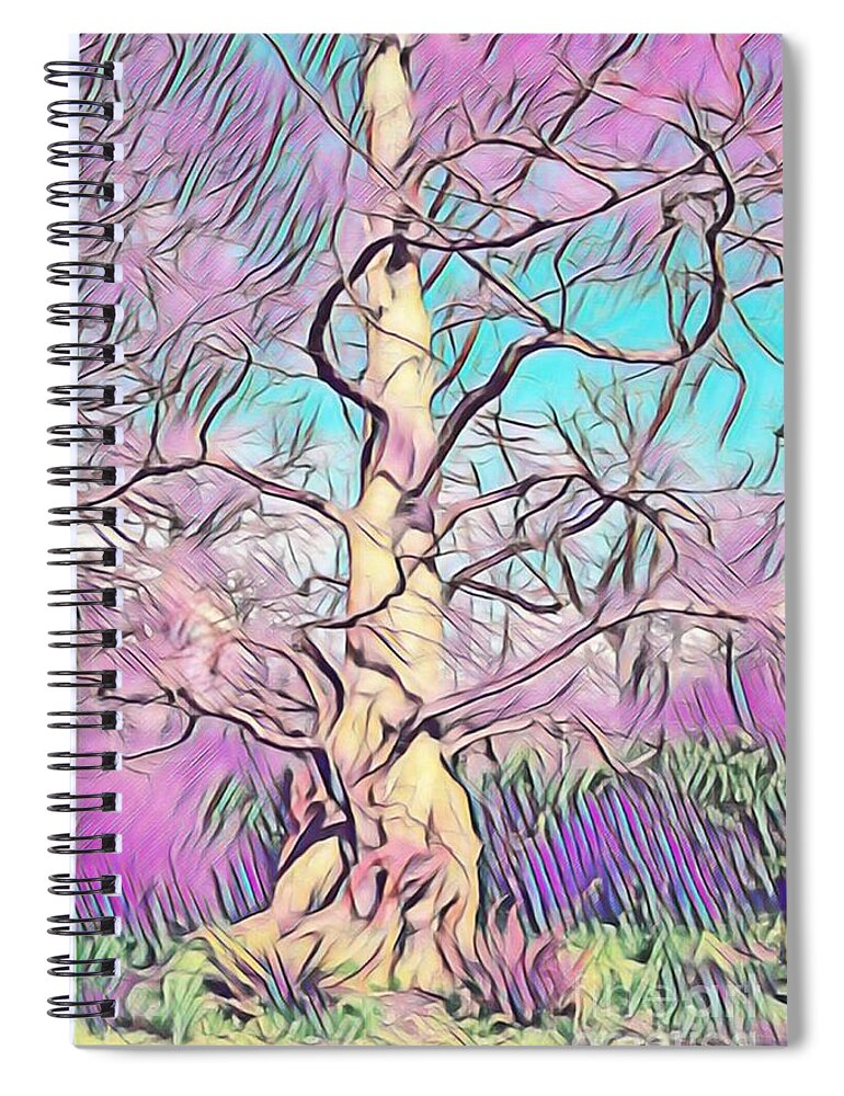 Pink Drawing Effect Spiral Notebook featuring the mixed media Bubblegum Palette by Kimberly Furey