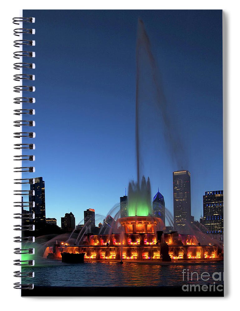 City Spiral Notebook featuring the photograph Buckingham Fountain at dusk by Gunther Allen