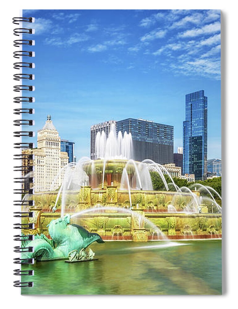 Buckingham Fountain Spiral Notebook featuring the photograph Buckingham Fountain - Grant Park - Chicago, IL by Susan Rissi Tregoning