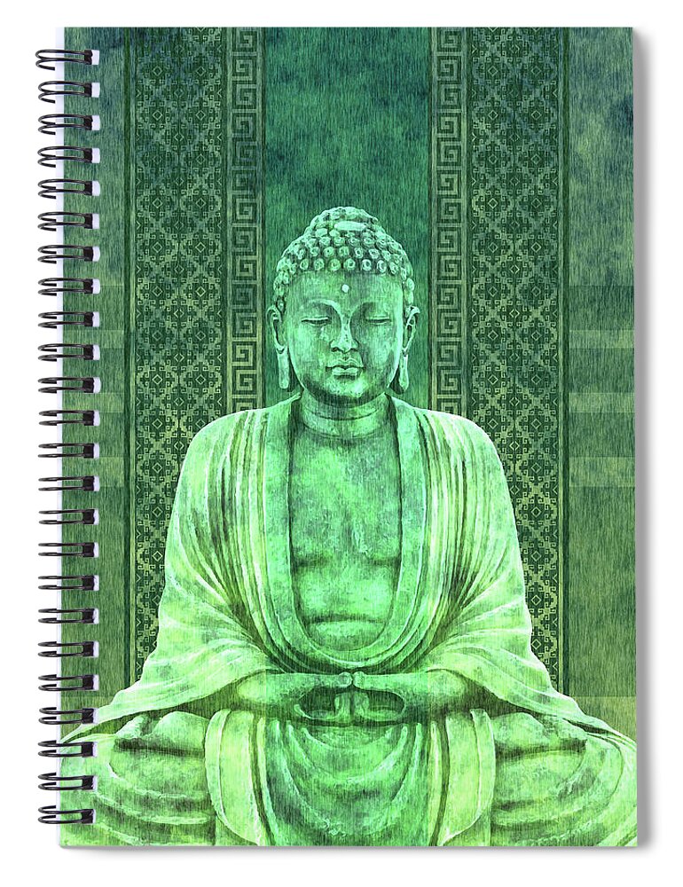 Buddha Spiral Notebook featuring the mixed media Dhyana - Buddha in Meditation 01 by Studio Grafiikka