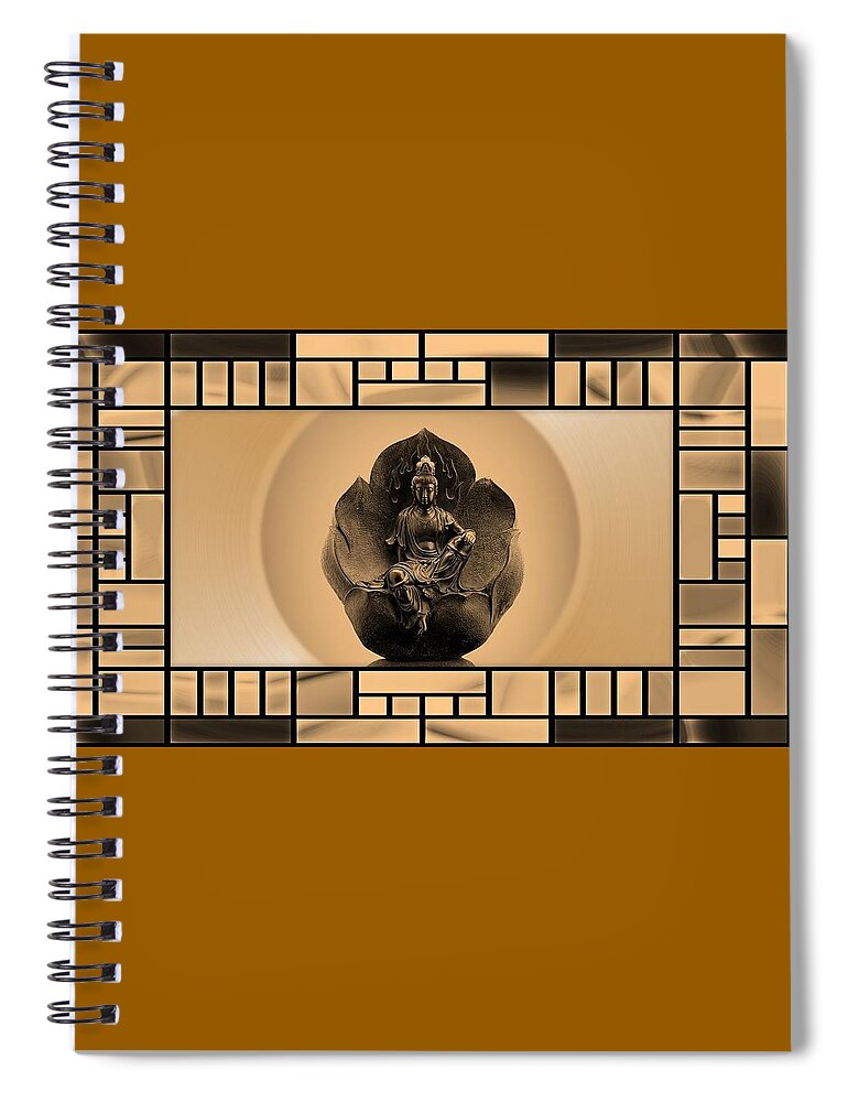 Buddha Spiral Notebook featuring the mixed media Buddha in Stained Glass by Nancy Ayanna Wyatt