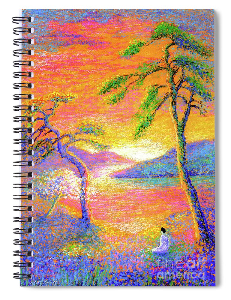 Meditation Spiral Notebook featuring the painting Buddha Meditation, All Things Bright and Beautiful by Jane Small