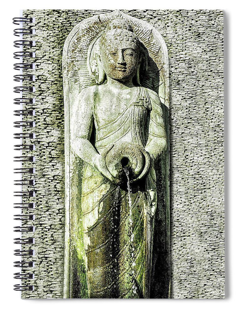 Druified Spiral Notebook featuring the photograph Buddha on The Wall in Playa Del Carmen by Rebecca Dru