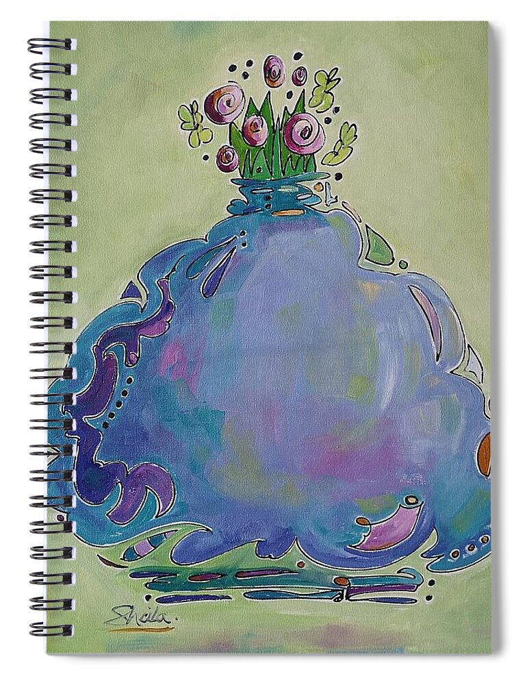 Flowers Spiral Notebook featuring the painting Buddha Vase by Sheila Romard
