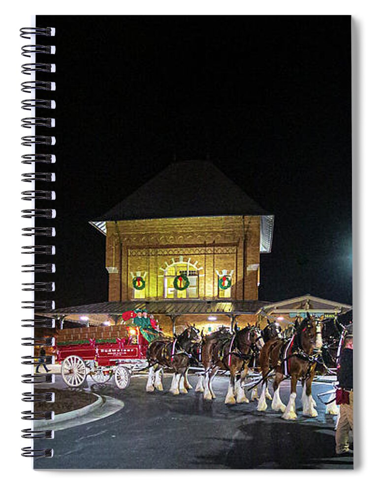 2019 Spiral Notebook featuring the photograph Budweiser Clydesdales at the Bristol Train Station by Greg Booher