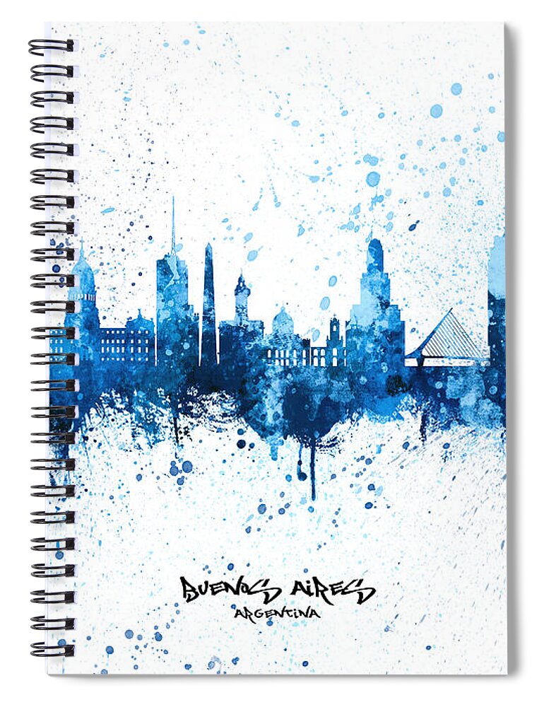 Buenos Aires Spiral Notebook featuring the digital art Buenos Aires Argentina Skyline #74 by Michael Tompsett