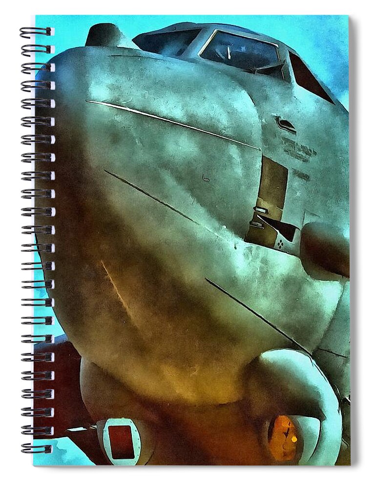 B-52 Spiral Notebook featuring the mixed media BUFF on Alert by Christopher Reed