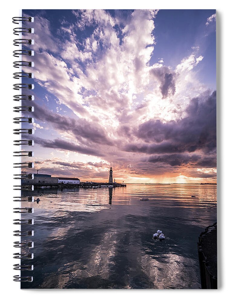 Erie Basin Spiral Notebook featuring the photograph Buffalo Light House by Dave Niedbala