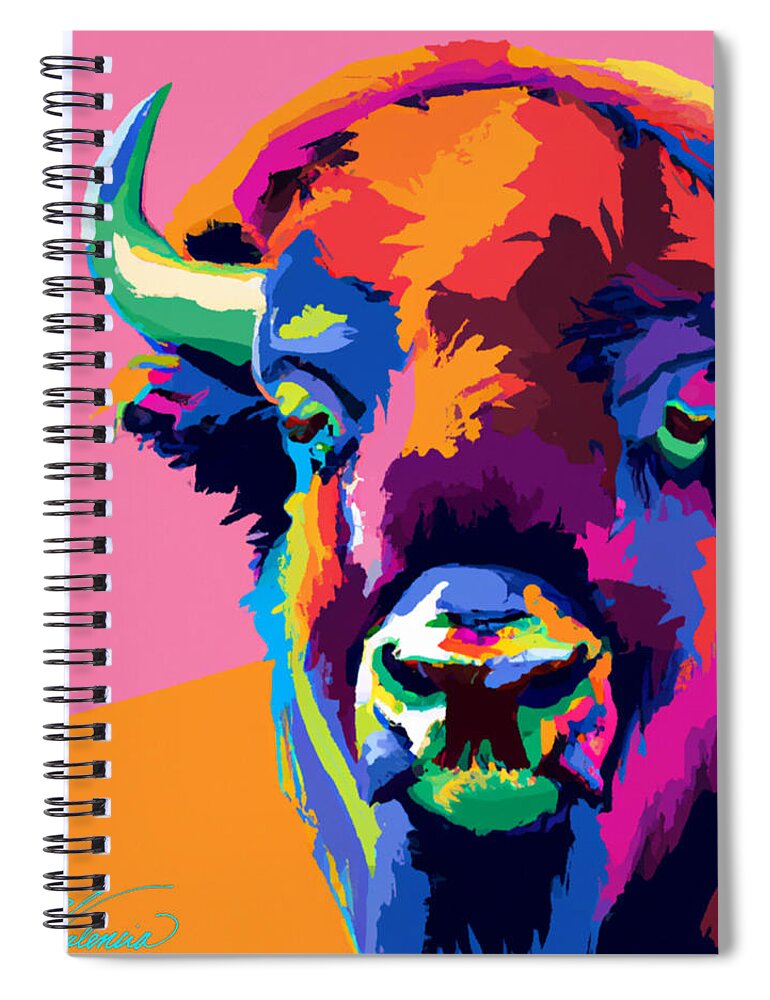  Spiral Notebook featuring the painting Buffalo pop. by Emanuel Alvarez Valencia