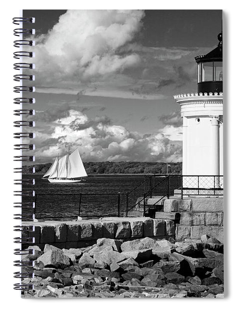 Portland Breakwater Light Spiral Notebook featuring the photograph Bug Light by John Van Decker