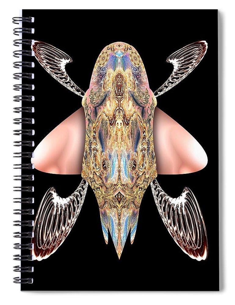 Abstract Spiral Notebook featuring the digital art Bugs Nouveau I by Tom McDanel