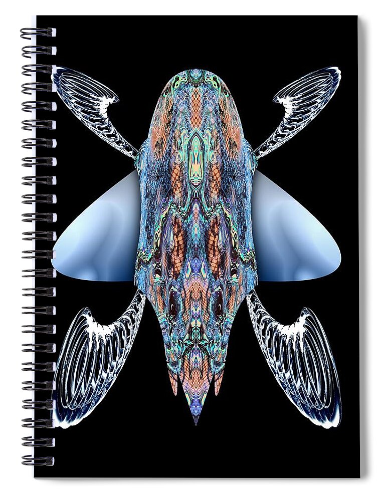 Abstract Spiral Notebook featuring the digital art Bugs Nouveau III by Tom McDanel