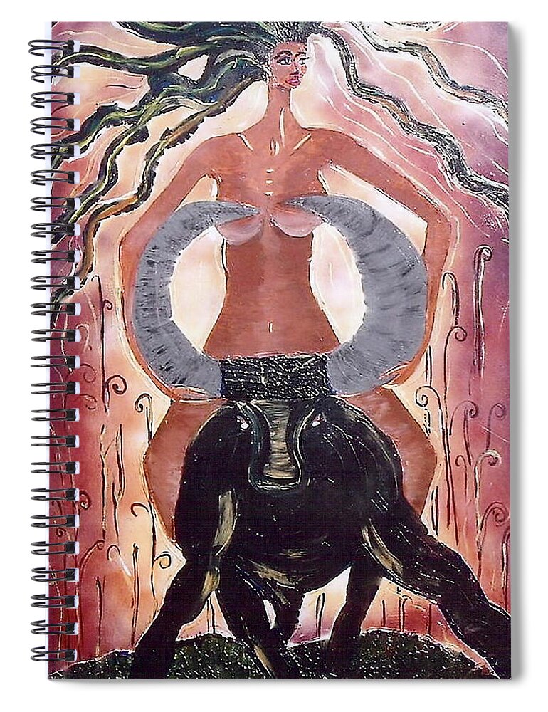 Spiral Notebook featuring the painting Bull Rider by Lorena Fernandez