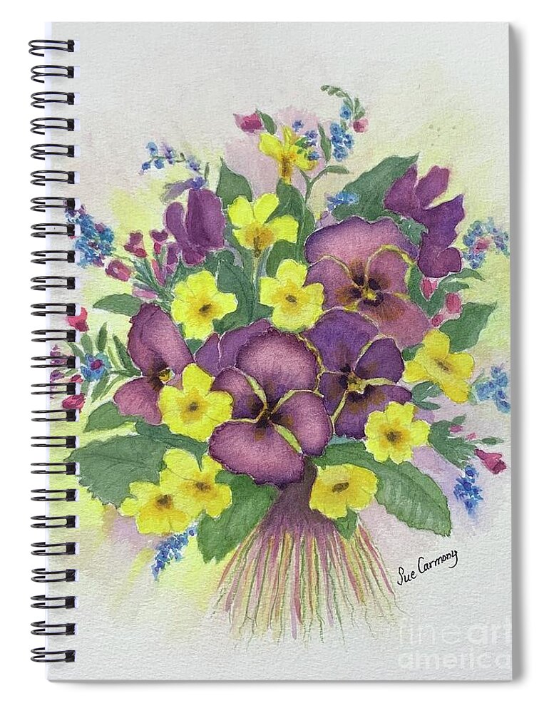 Flowers Spiral Notebook featuring the painting Bundle of Joy by Sue Carmony