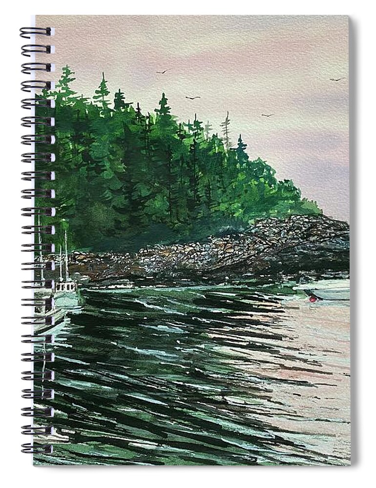 Acadia National Park Spiral Notebook featuring the painting Bunker Harbor, Acadia Maine by Kellie Chasse