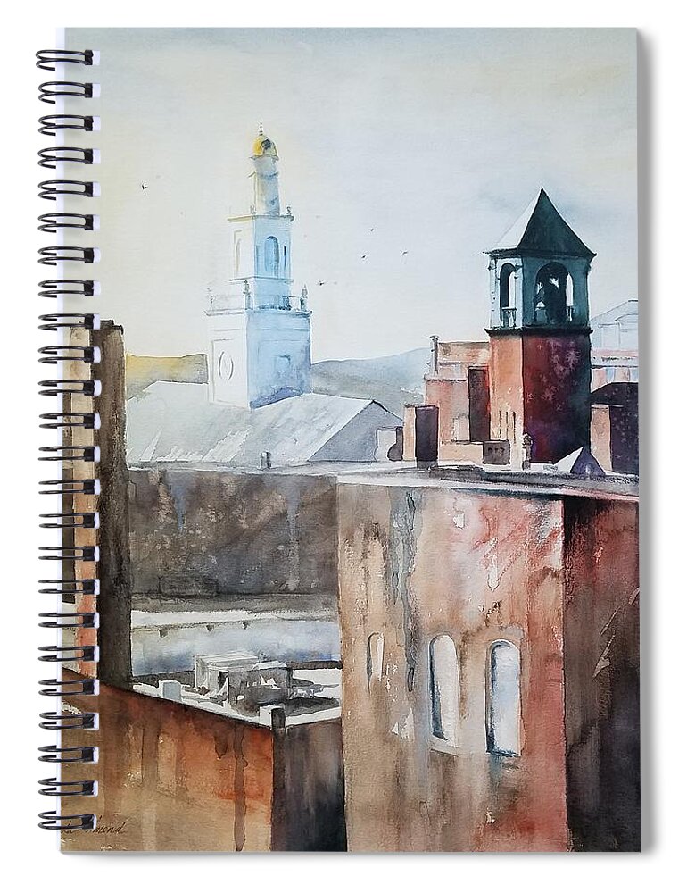 Burlington Spiral Notebook featuring the painting Burlington Rooftops by Amanda Amend