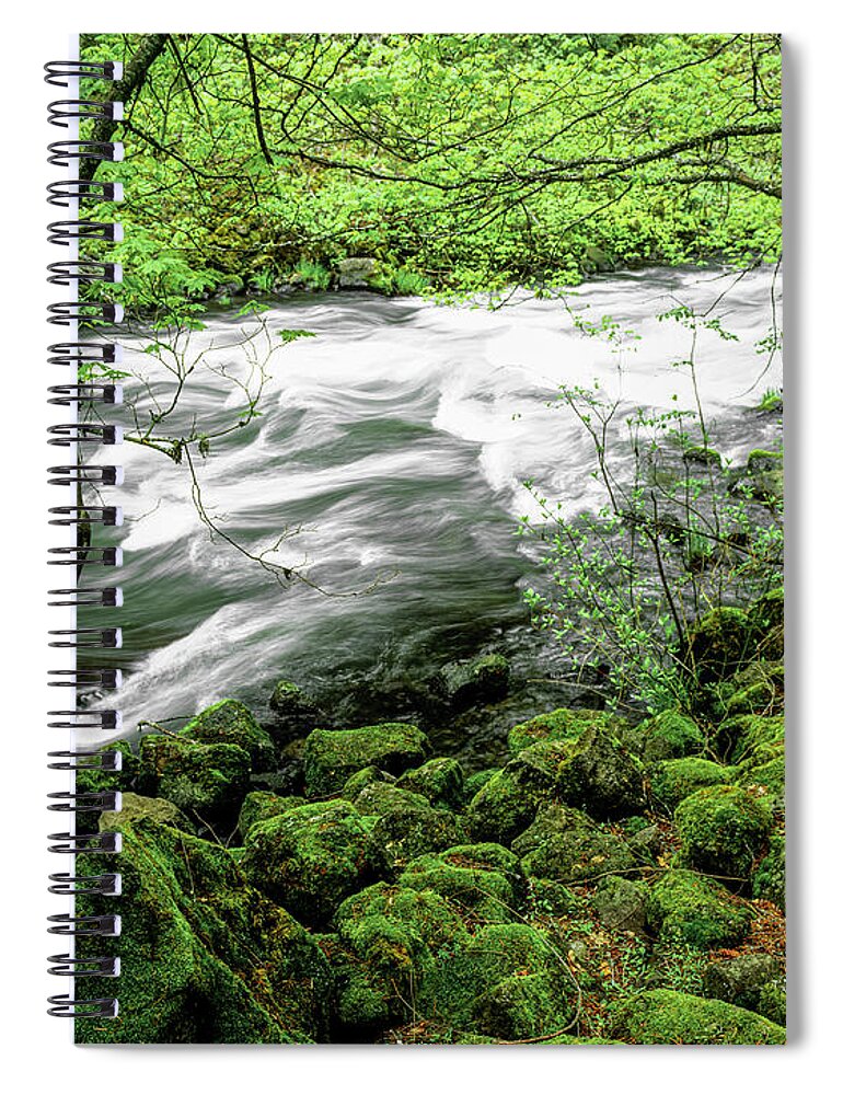 Usa Spiral Notebook featuring the photograph Burney Falls Stream by Randy Bradley