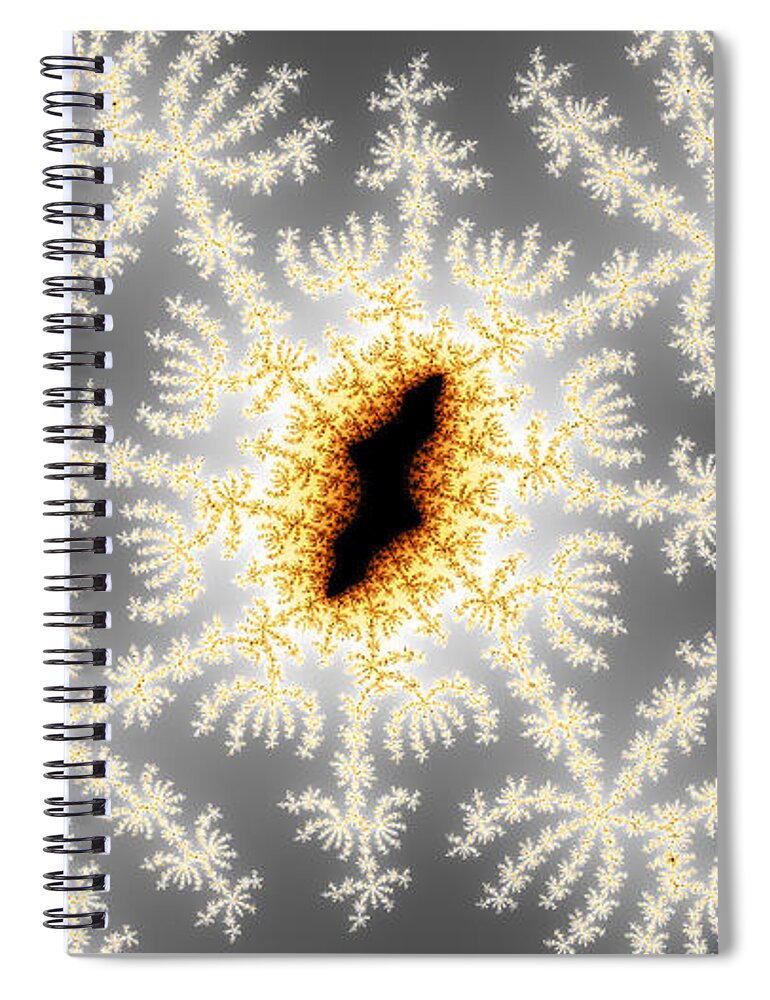 Burning Snow Spiral Notebook featuring the digital art Burning Snow Fractal by Ally White