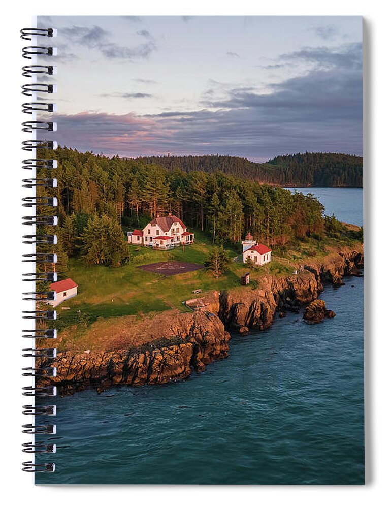 Lighthouse Spiral Notebook featuring the photograph Burrows Island Sunset 2 by Michael Rauwolf