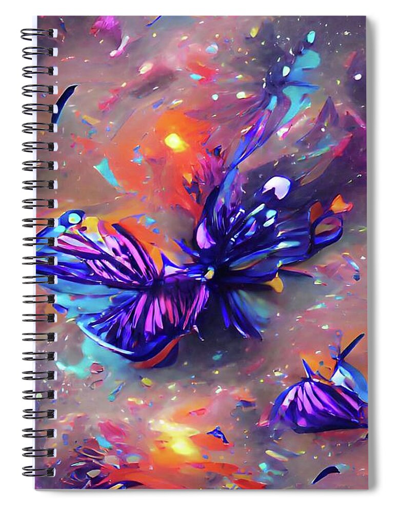 Butterflies Spiral Notebook featuring the digital art Burst of Butterflies by Vennie Kocsis