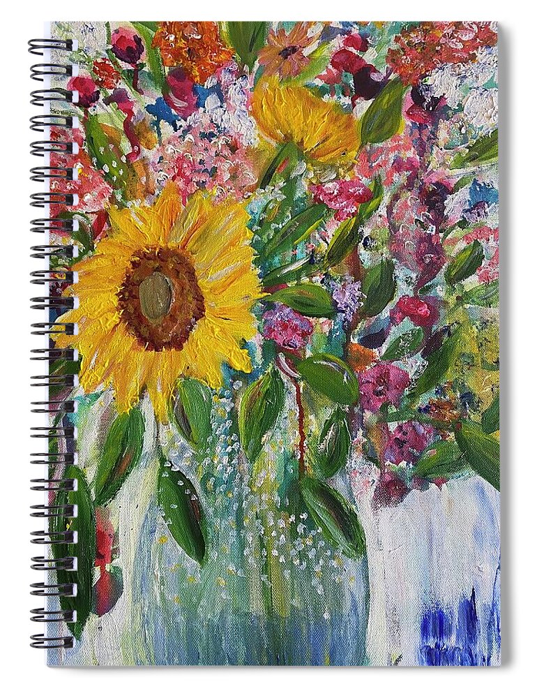 Flowers Spiral Notebook featuring the painting Bursting with Joy by Kathy Bee
