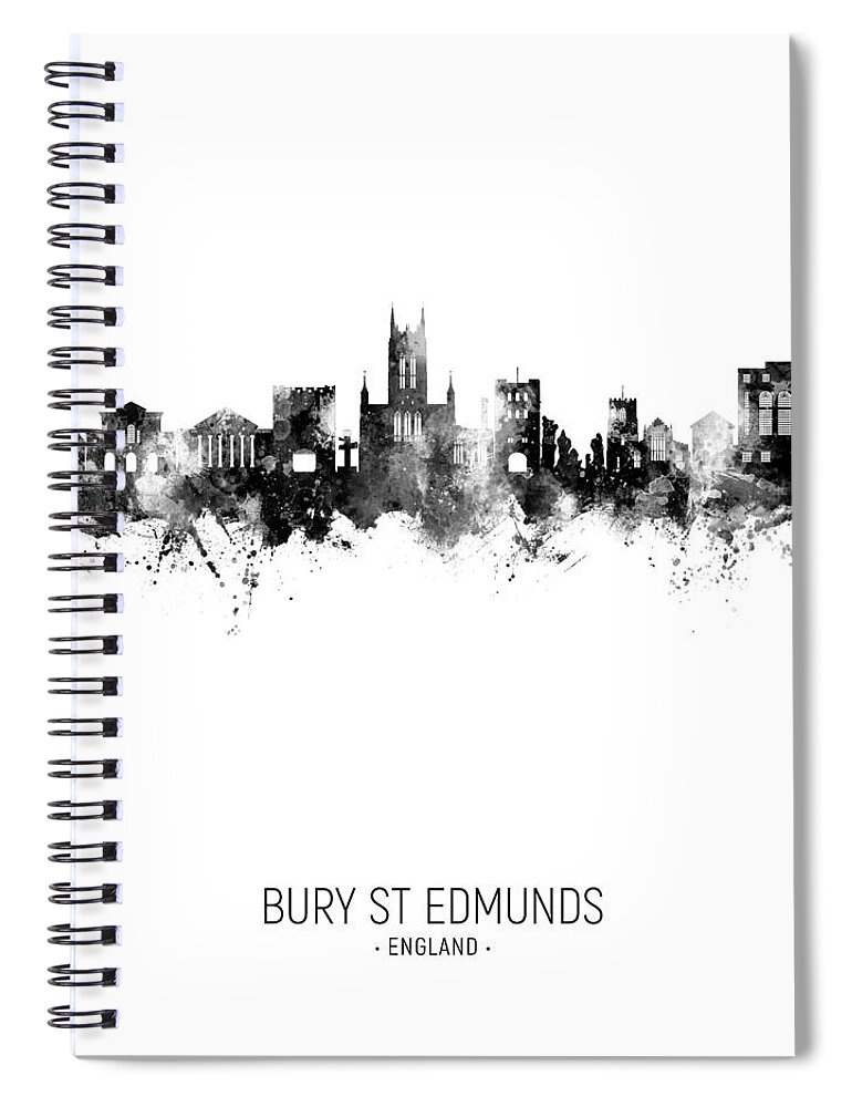 Bury St Edmunds Spiral Notebook featuring the digital art Bury St Edmunds England Skyline #37 by Michael Tompsett