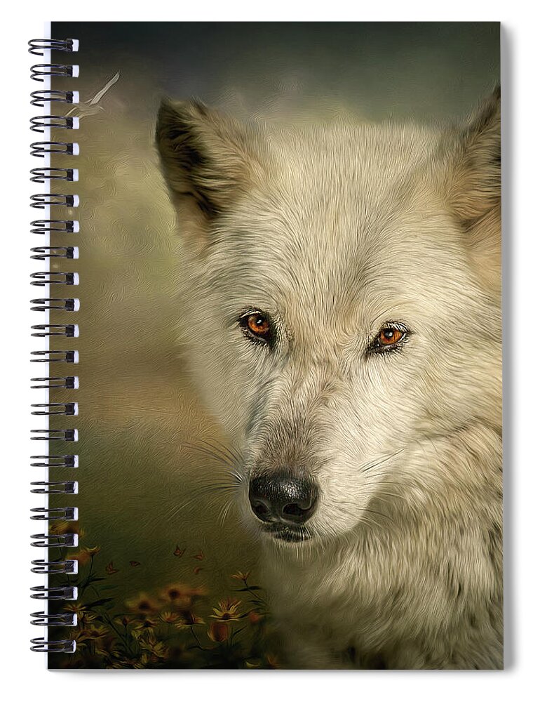 Wolf Spiral Notebook featuring the digital art Buttercup by Maggy Pease