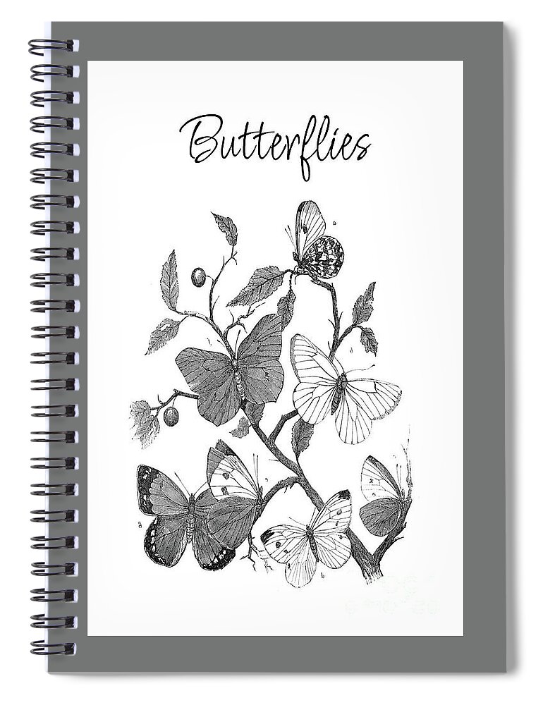 Butterflies Spiral Notebook featuring the mixed media Butterflies by Tina LeCour