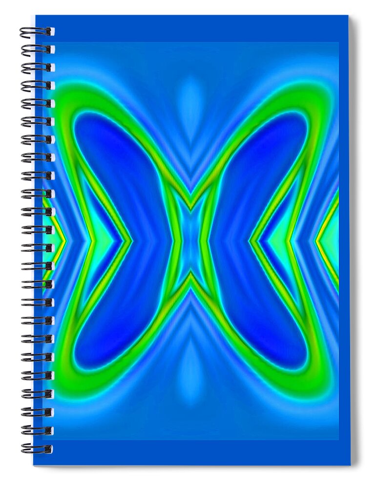 Abstract Art Spiral Notebook featuring the digital art Butterfly Abstract Blue by Ronald Mills