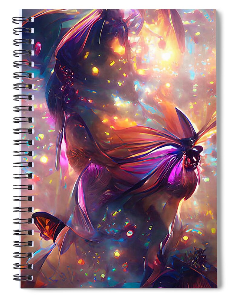 Butterfly Spiral Notebook featuring the digital art Butterfly Fairies by Vennie Kocsis