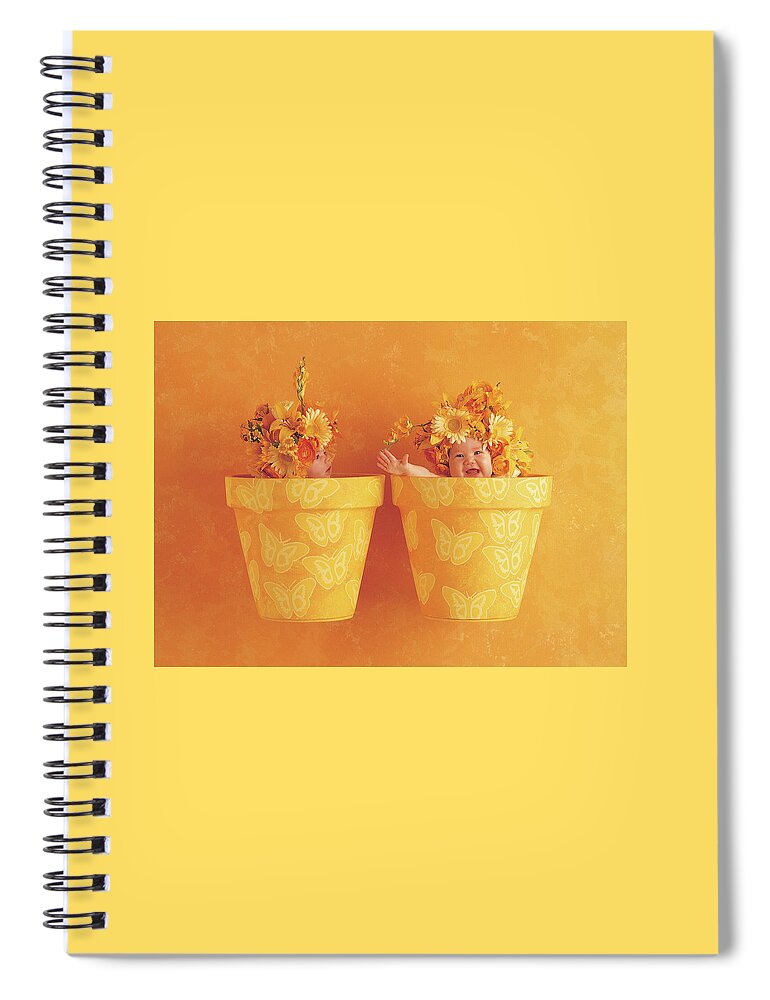 Color Spiral Notebook featuring the photograph Butterfly Flowerpots by Anne Geddes