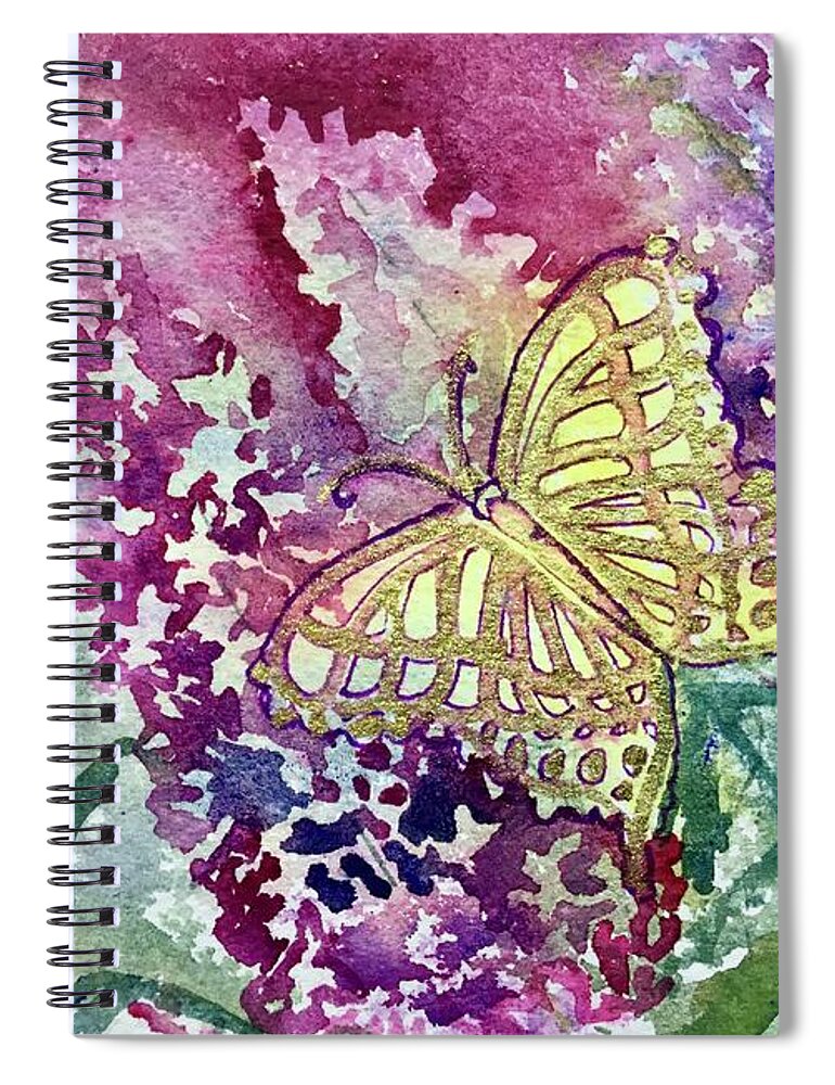 Butterfly Spiral Notebook featuring the painting Butterfly Glitter by Diane Wallace