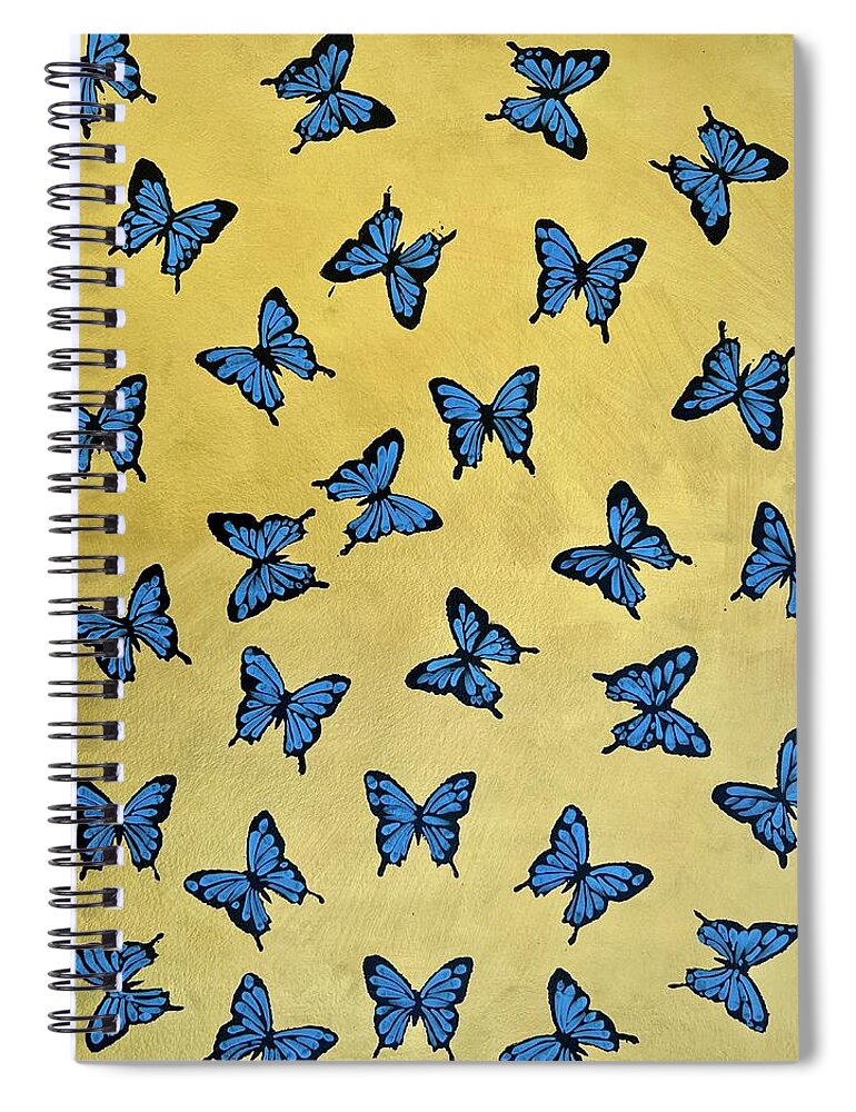  Spiral Notebook featuring the painting Butterfly Gold background by Clayton Singleton