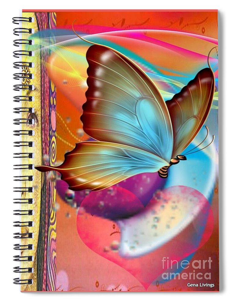  Spiral Notebook featuring the digital art Butterfly Love Journal by Gena Livings