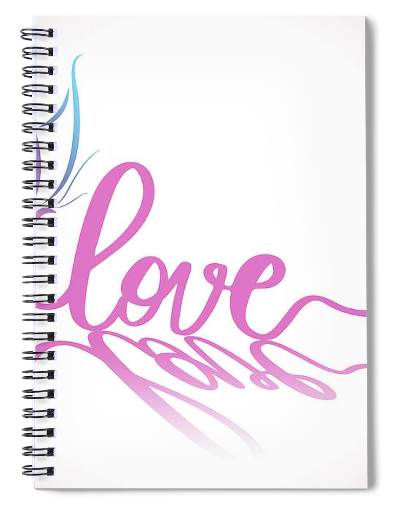 Butterflies; Wings; Gradient; Rainbow; Abstract; Love; Lettering; Script; Spiral Notebook featuring the digital art Butterfly Love by Tina Uihlein