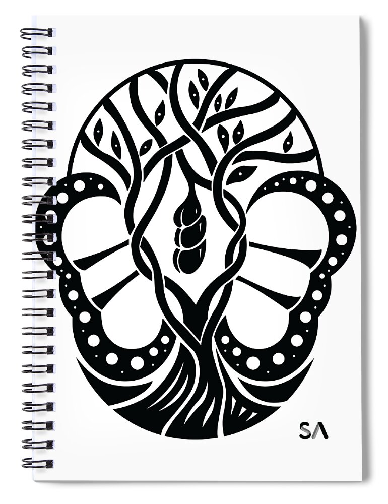 Black And White Spiral Notebook featuring the digital art Butterfly by Silvio Ary Cavalcante