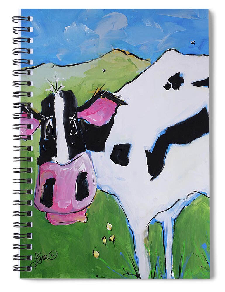 Cow Spiral Notebook featuring the painting Buzzed by Terri Einer