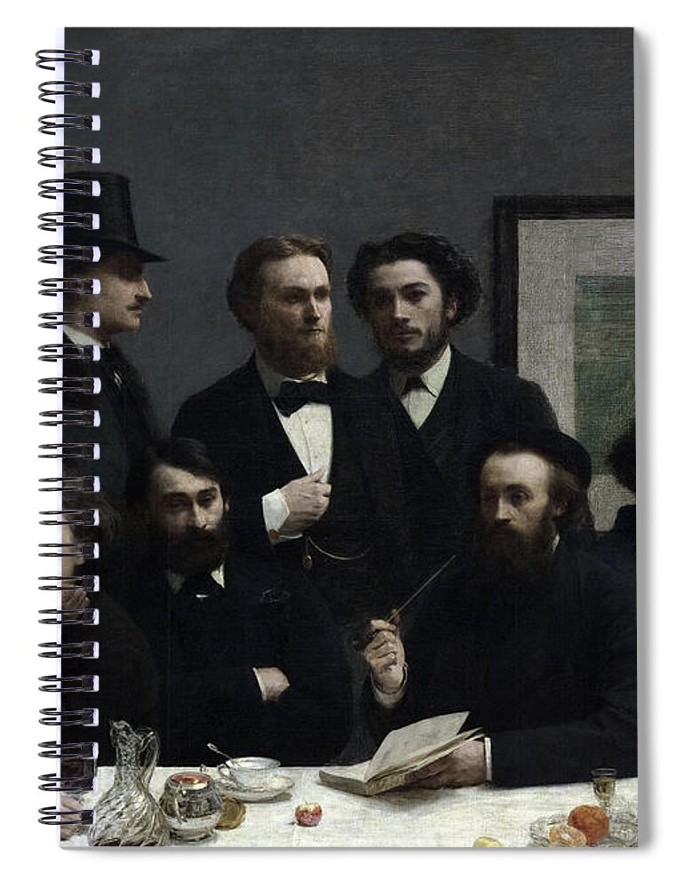 Henri Fantin-latour Spiral Notebook featuring the painting By the Table, Poetry Group by Henri Fantin-Latour