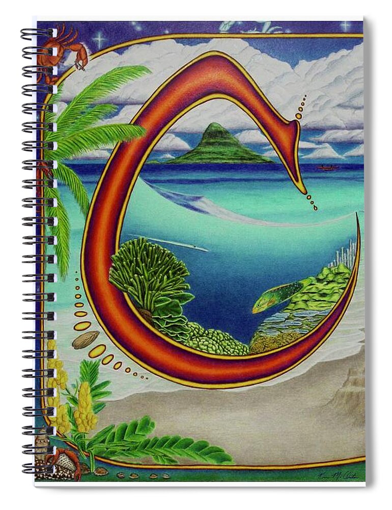 Kim Mcclinton Spiral Notebook featuring the drawing C is for Coral by Kim McClinton