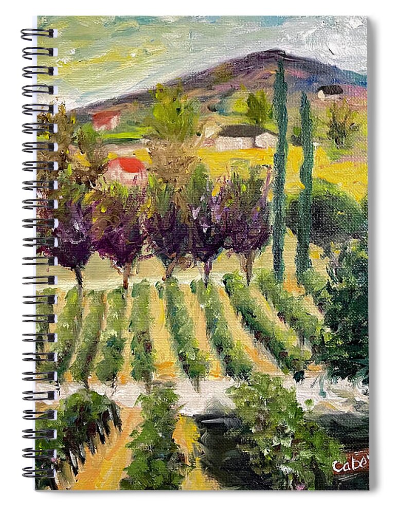 Oak Mountain Spiral Notebook featuring the painting Cabernet Lot at Oak Mountain Winery by Roxy Rich
