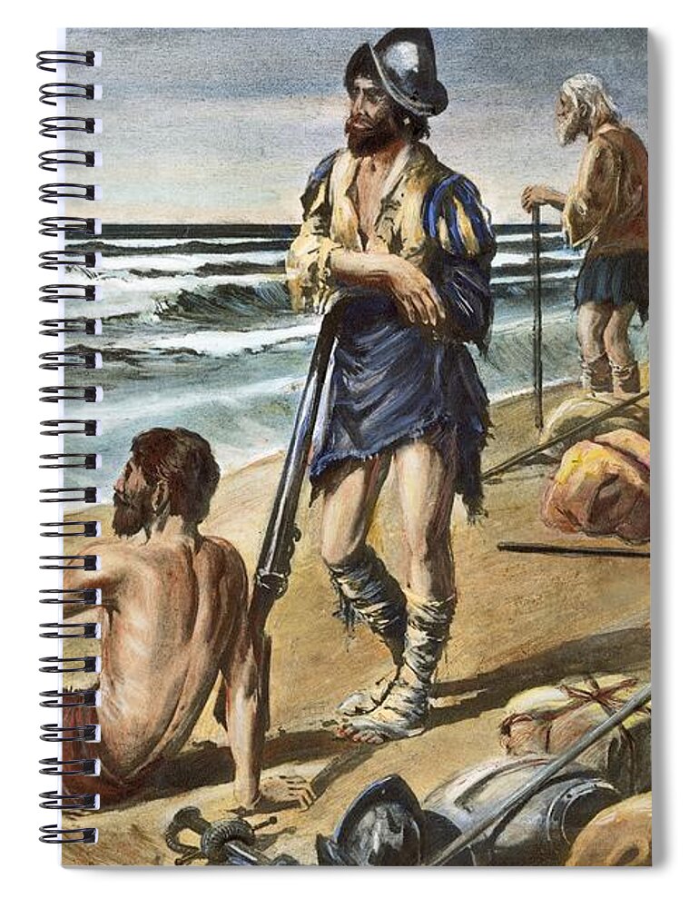 16th Century Spiral Notebook featuring the drawing CABEZA de VACA EXPEDITION by Granger
