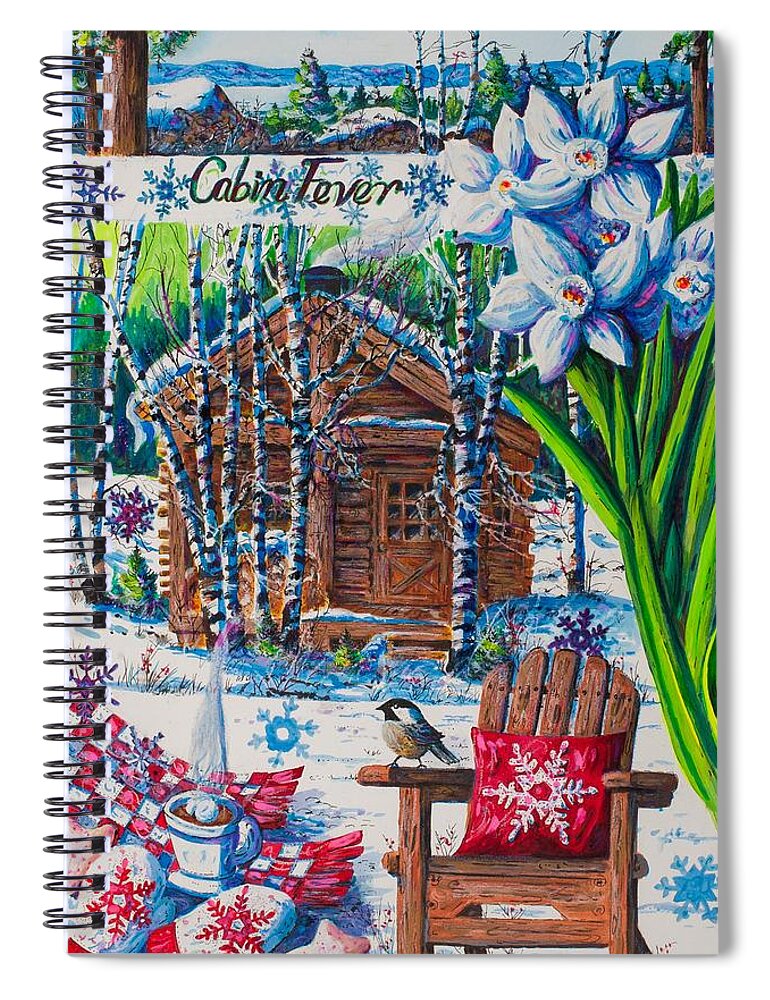 Log Cabin Spiral Notebook featuring the painting Cabin Fever by Diane Phalen