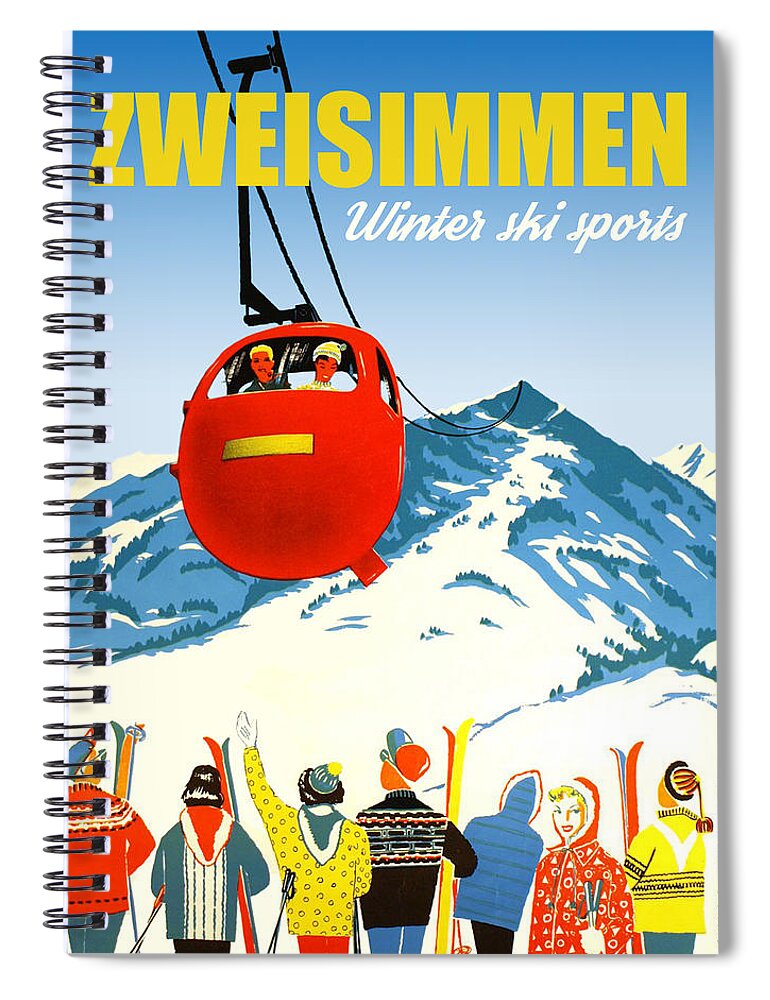 Zweisimmen Spiral Notebook featuring the digital art Cable Car Over Zweisimmen by Long Shot